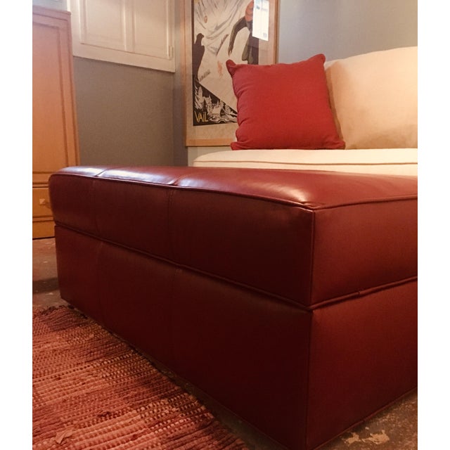 Ethan Allen Red Leather Storage Ottoman Chairish