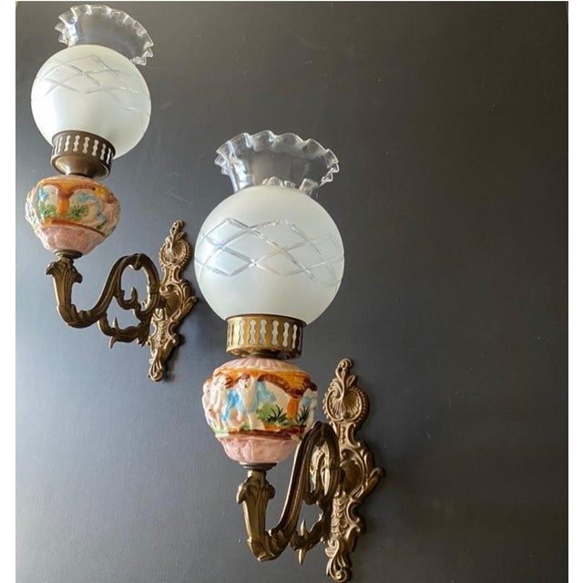 Vintage Italian Ceramic Sconces, 1960s, Set of 2 For Sale - Image 4 of 9