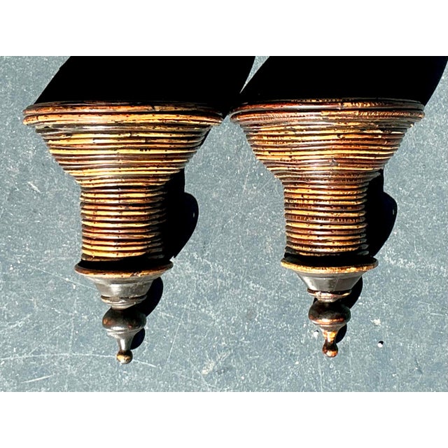 Vintage Boho Pencil Reed Brackets - A Pair For Sale - Image 11 of 12