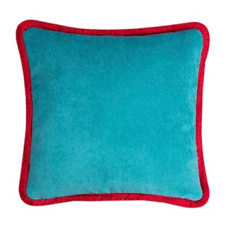 Happy Pillow in Light Blue and Red from Lo Decor For Sale