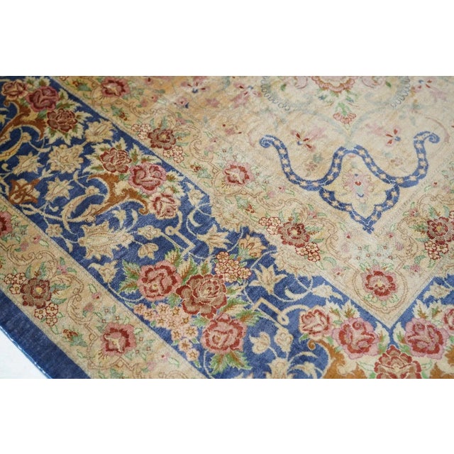 1970s Extremely Fine Silk Persian Qum Rug 6'5'' X 9'8'' For Sale - Image 5 of 10