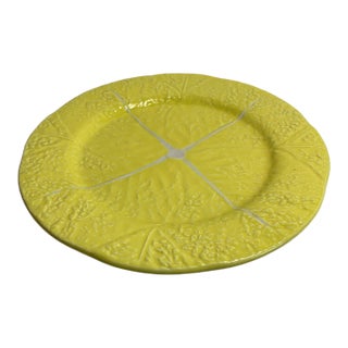Mid-Century Secla Portugal Yellow Cabbageware 13" Serving Platter For Sale