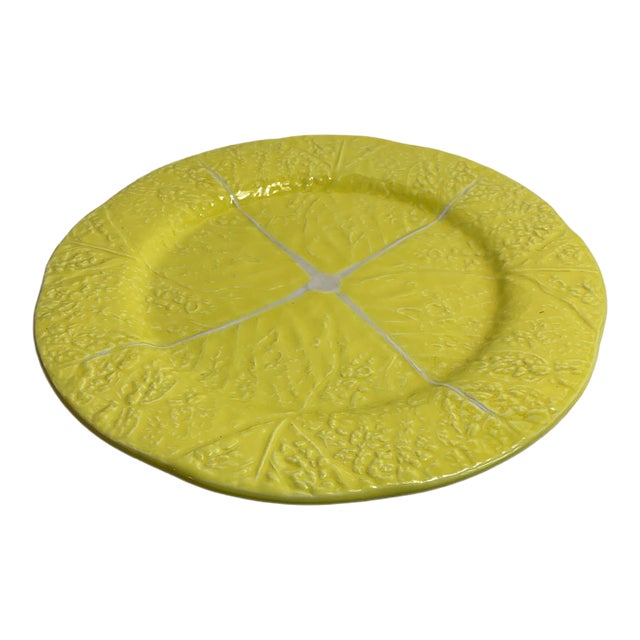 Mid-Century Secla Portugal Yellow Cabbageware 13" Serving Platter For Sale
