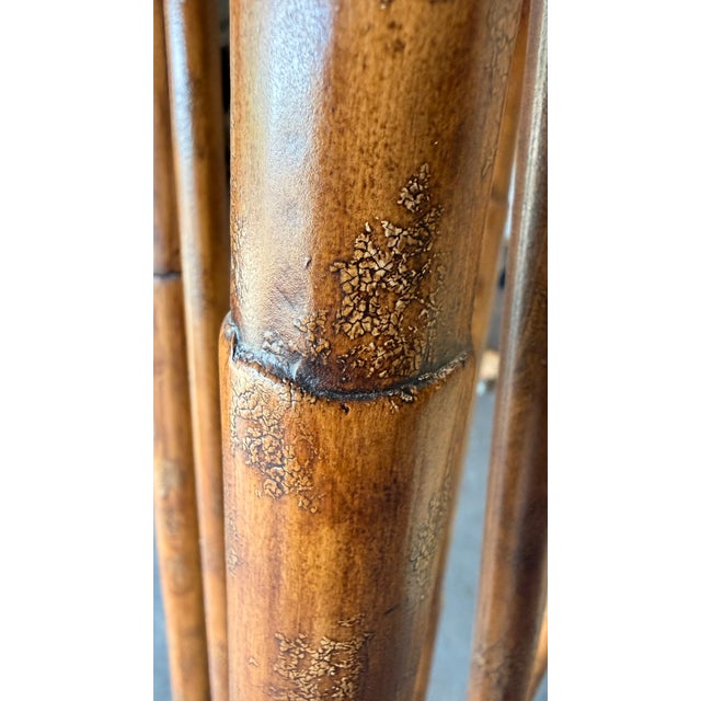 Monumental Maitland-Smith Faux Bamboo Brass Rams Head Torchère Floor Lamp For Sale - Image 9 of 14