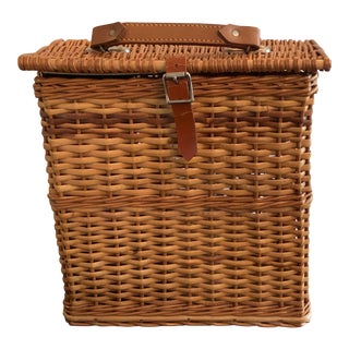 1920s Abercrombie and Fitch Picnic Basket With Sandwich Tin and Thermos For Sale
