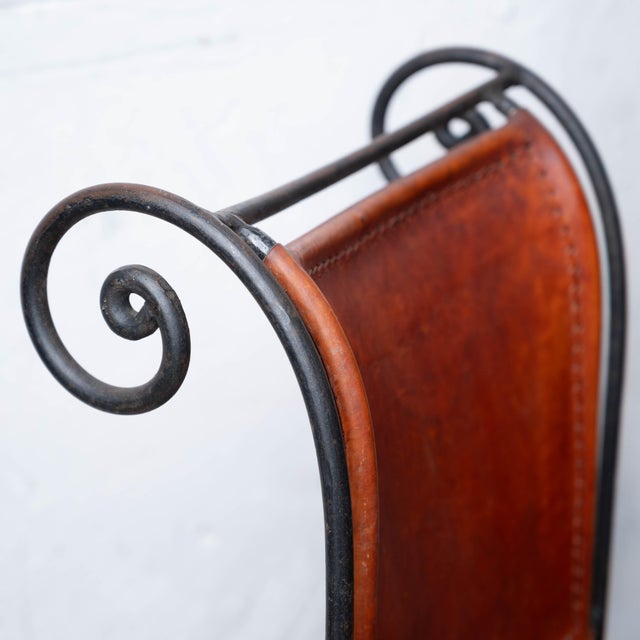 Brown Spanish Hacienda Wrought Iron & Leather Counter Stools, 1960s For Sale - Image 8 of 18