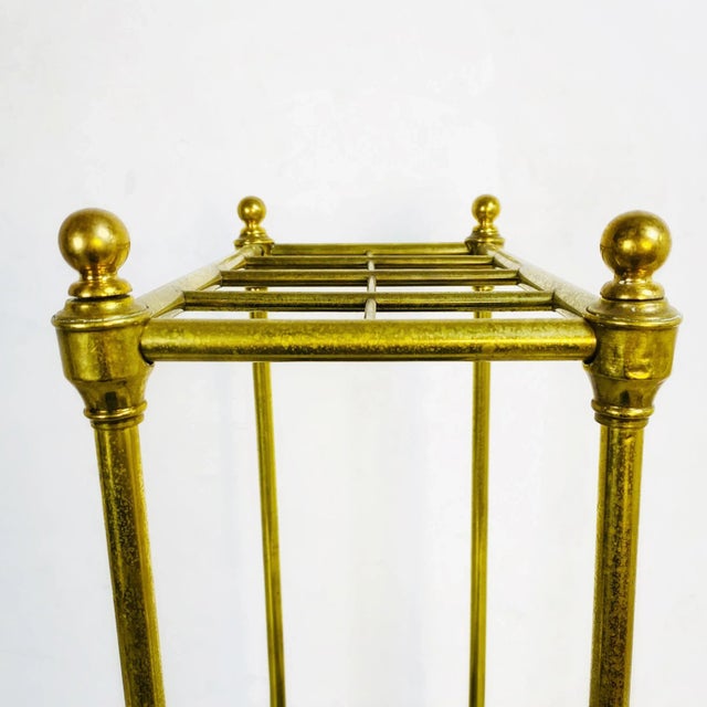 Mid-Century Italian Brass Umbrella Stand with Black Iron Base, 1950s For Sale - Image 10 of 11