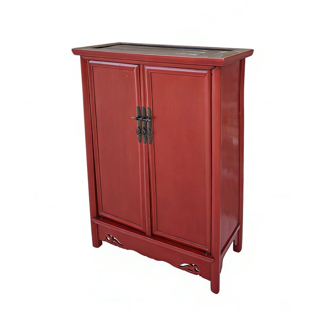 Made in 1876 from solid catalpa wood, this elegant wedding cabinet is finished in a vibrant red lacquer that signifies joy...