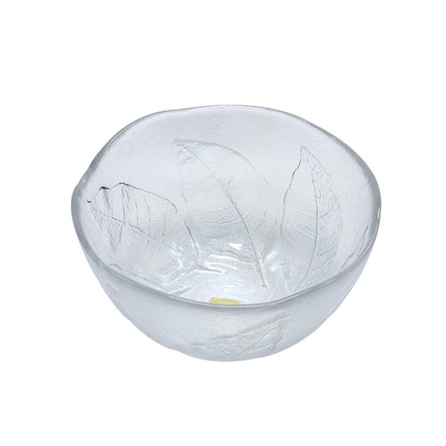 Kosta Boda Mid 20th Century Kosta Boda "Party" Organic Leaf Textured Glass Serving Bowl - Set of 5 For Sale - Image 4 of 8