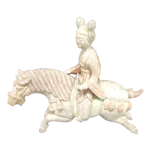 Antique Chinese T'ang Style Terracotta Female Horse Rider Figurine