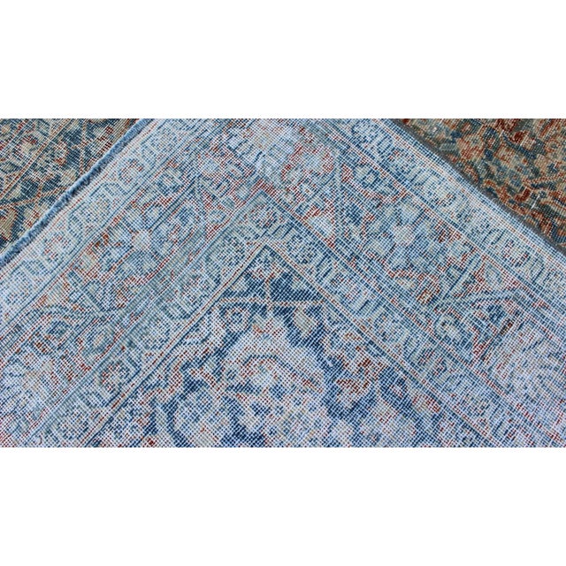 Antique Persian Mahal Rug With All-Over Flower Design in Blue, Red and Ivory 4'3 X 6'4 For Sale - Image 12 of 12