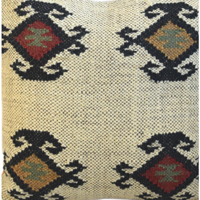 Exceptional, handmade Kilim throw pillow, meticulously handwoven using a traditional blend of natural jute and premium...