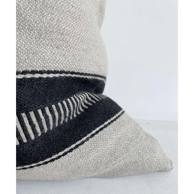 Not Yet Made - Made To Order Linen and Wool Marshall Stripe Black and Natural Pillow Cover For Sale - Image 5 of 6
