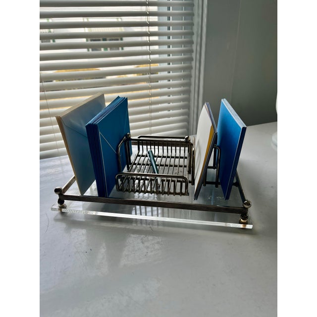 Attractive Chrome and glass vintage stationary holder