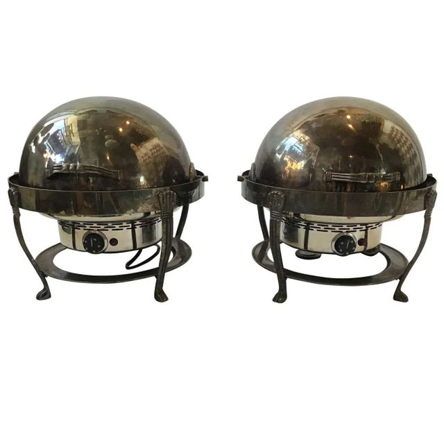 Large Silver Plate Chafing Dishes - A Pair For Sale - Image 13 of 13