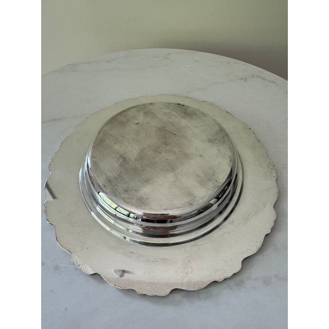 Oneida Vintage Oneida Usa Silver Plate Serving Bowl | Rococo Scroll Border | Ornate Wave Rim | American Silverplate | Centerpiece Bowl | Grand Millennial For Sale - Image 4 of 7
