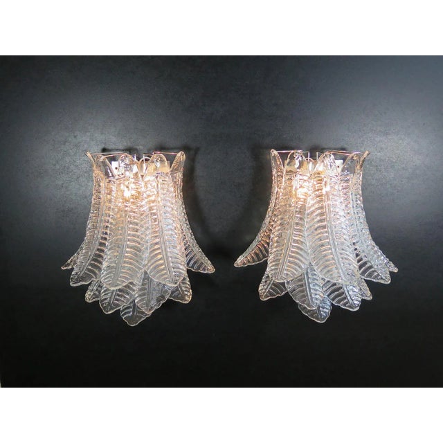 Transparent Pair of Murano Six-Tier Felci Wall Sconces - 10 Glasses For Sale - Image 8 of 9