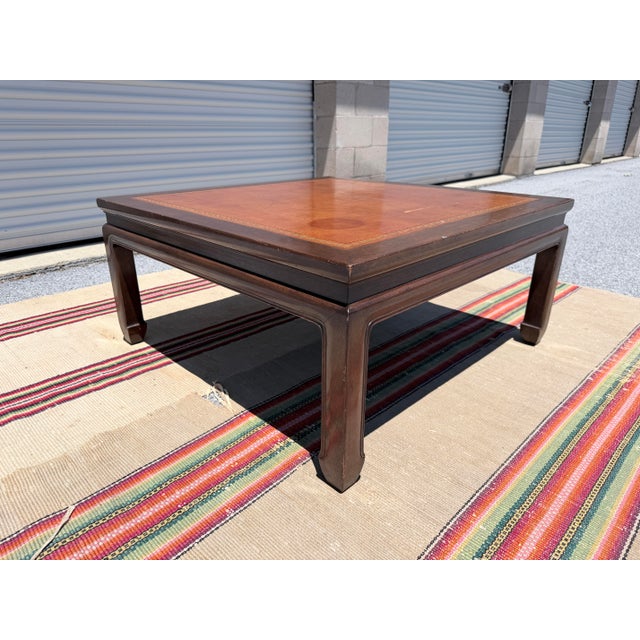 Vintage Baker Furniture Mahogany & Leather Chinoiserie Coffee Table, Circa 1960s For Sale - Image 10 of 12