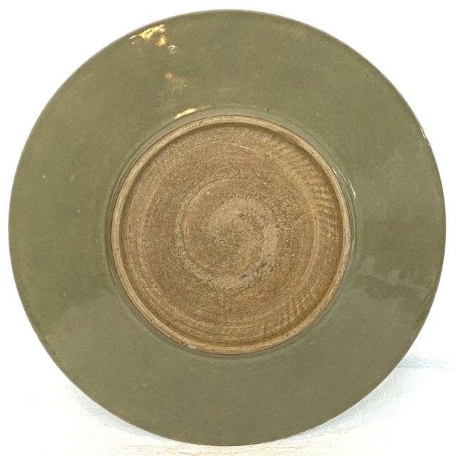 Late 19th Century Chinese Qing Yaozhou Celadon Pottery Floral Molded Plate For Sale - Image 5 of 6