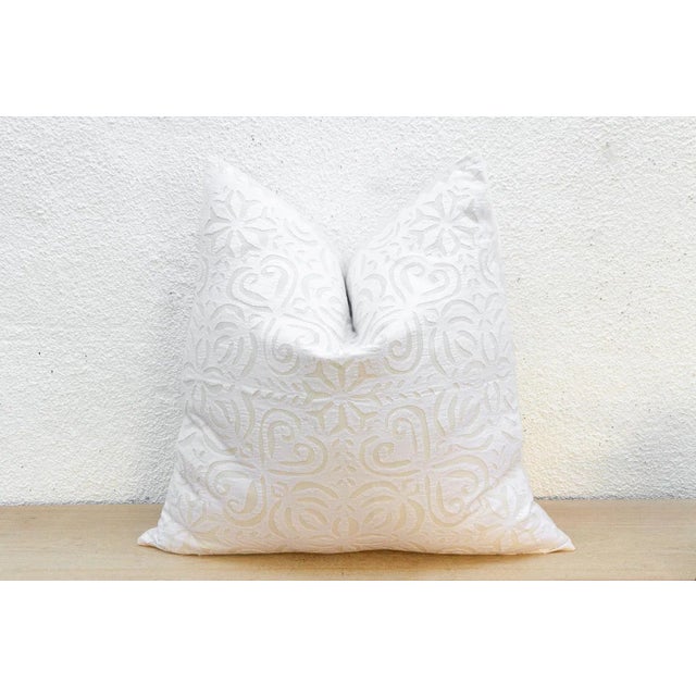 Rustic Rustic Oat Euro Applique Pillow Cover For Sale - Image 3 of 7