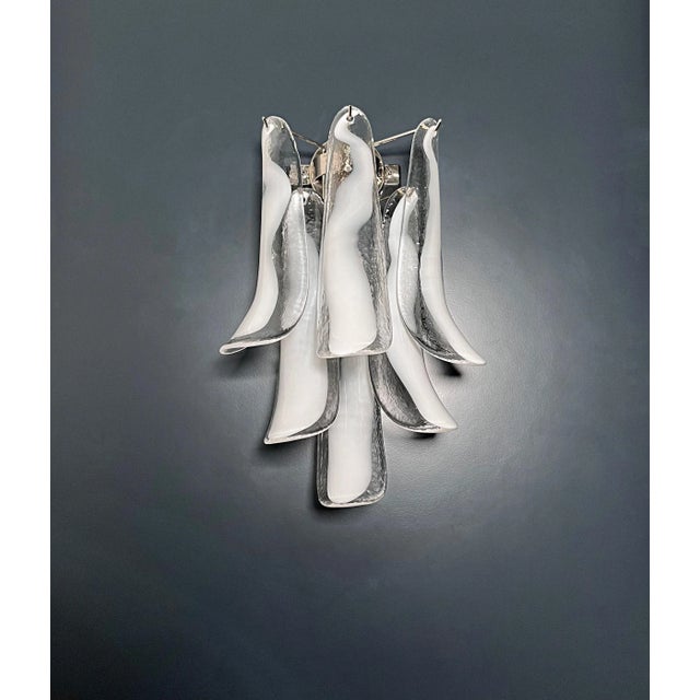 ELECTRICAL SYSTEM ADAPTED FOR US/AU/EU Pair of Italian Murano sconces . These sconces are composed by 6 glasses in clean...