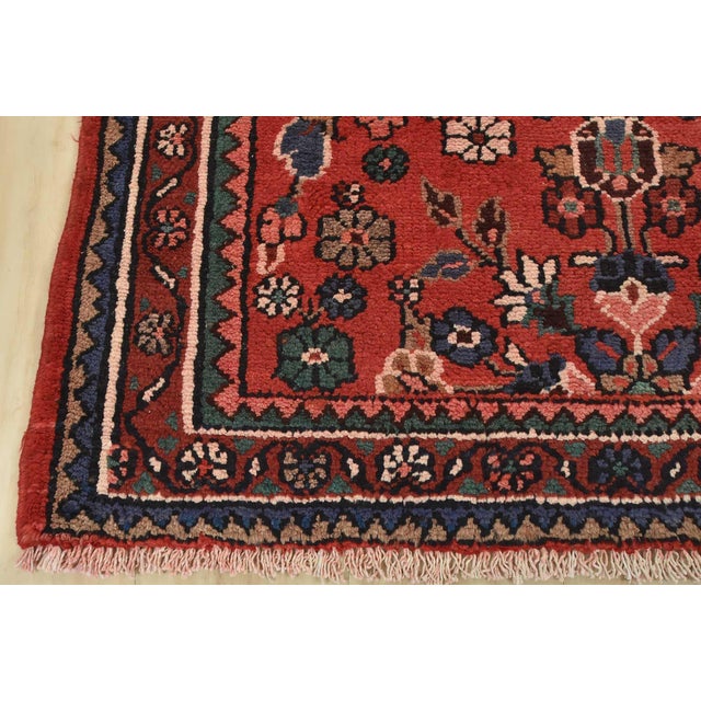 Malayer Runner 3’5” X 9’3” Red Wool Semi-Antique Traditional Hand-Knotted Rug For Sale - Image 11 of 14