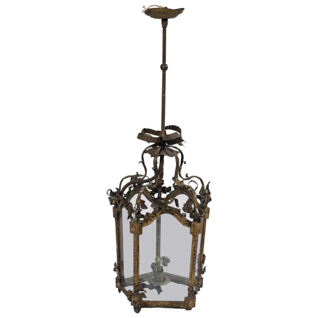 1940s French Gilt Tole Lantern For Sale - Image 11 of 11