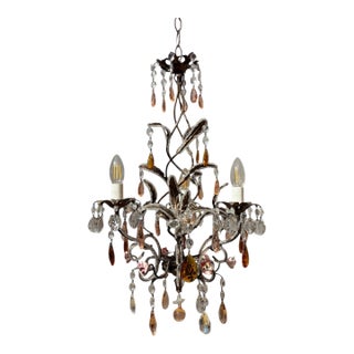 1950s Antique Crystal Italian Chandelier For Sale