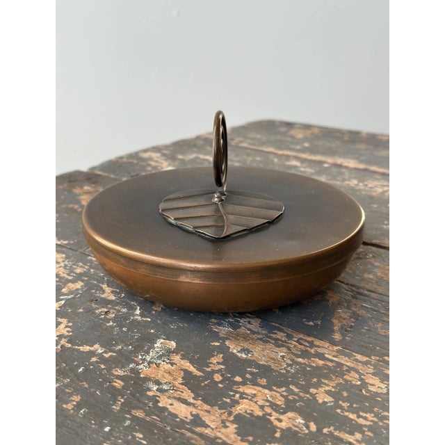 Metal Vintage Modernist Sculptural Hand Wrought Copper Vessel With Spiral + Leaf Detail by Frank Rebajes, Circa 1940s-50s For Sale - Image 7 of 12