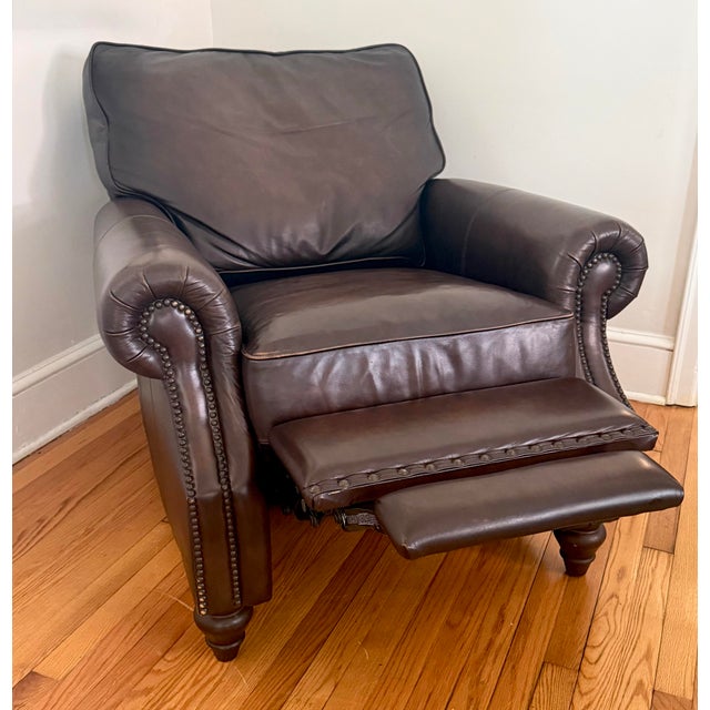 Bernhardt 1990s Bernhardt Leather Recliner Club Chair For Sale - Image 4 of 14