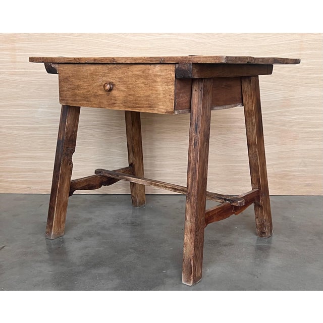 Early 20th Century French Oak Worktable Table with One Drawer, 1920s For Sale - Image 4 of 18