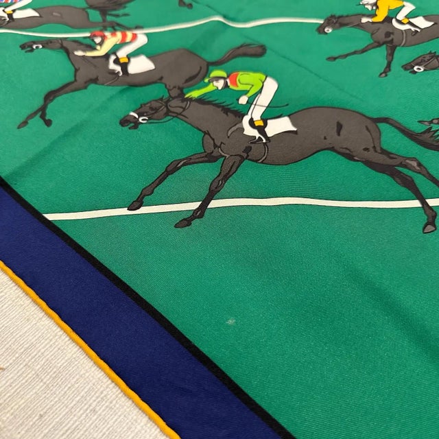 1980s Equestrian Style Silk Carré Scarf Le Courses by Hermes For Sale - Image 6 of 10