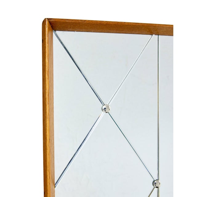 1960s Mid-Century Swedish Oak Framed Harlequin Wall Mirror, 1960 For Sale - Image 5 of 7