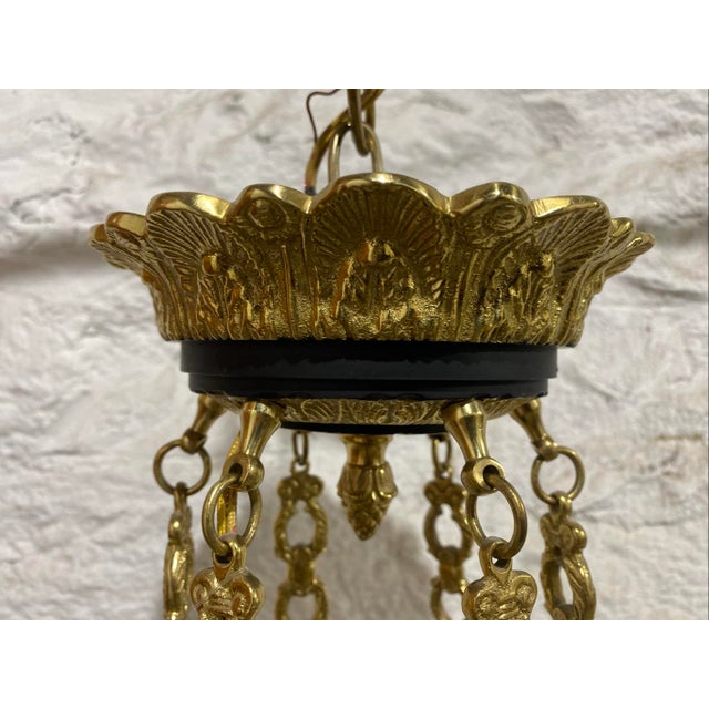 Traditional Vintage Empire Style Bronze 6-Light Hanging Chandelier For Sale - Image 3 of 8