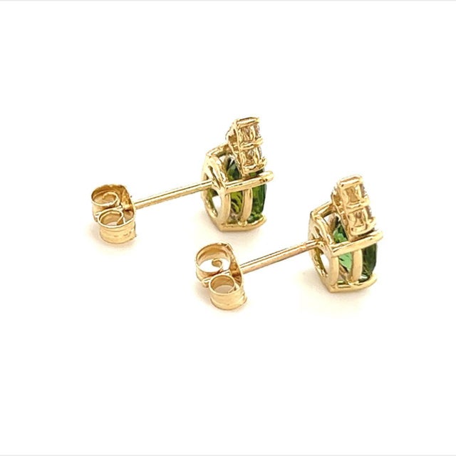 Natural Tourmaline Diamond Earrings 14k Gold 1.87 TCW Certified For Sale In New York - Image 6 of 11