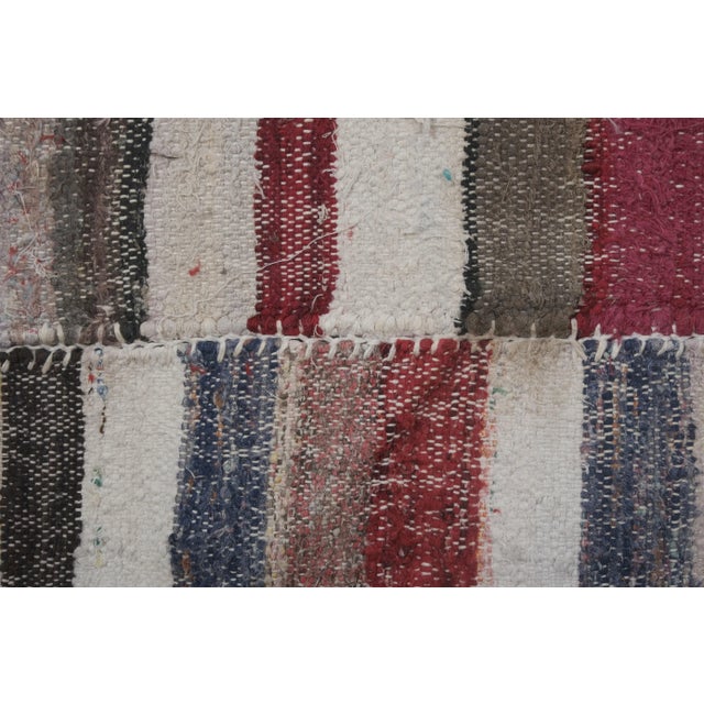 Ecru 1960s Vintage Striped Turkish Flat-Weave Kilim Rag 13'1'' X 13'2'' For Sale - Image 8 of 13