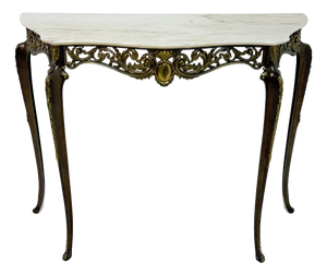 Italian Console Table in Brass and Marble Top, 1950