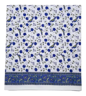Birds on Vine Flat Sheet, Queen - Blue
