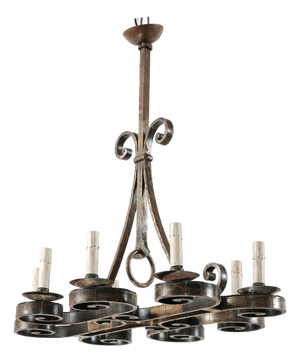 Vintage French Iron 8-Light Chandelier