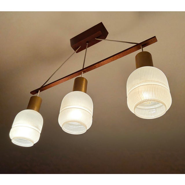 Danish Pendant Light in Glass and Teak, 1960s For Sale - Image 12 of 18