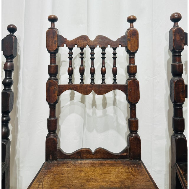 Set of 4 Early 19th Century Provincial Walnut Baroque Dining Chairs For Sale - Image 4 of 11
