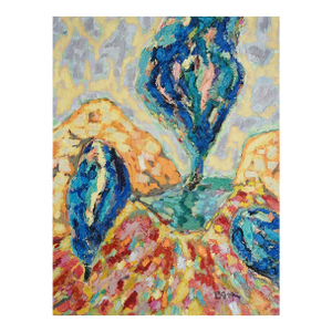 Contemporary Abstract Blue Trees Landscape Painting