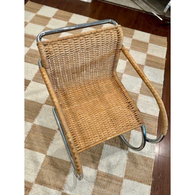 Wood A Chrome and Wicker Mr20 Armchair Attributed to Ludwig Mies Van Der Rohe for Stendig, Circa 1960-70s, Made in Italy For Sale - Image 7 of 12