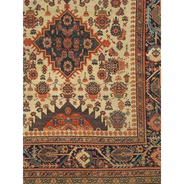 Antique Persian Malayer Carpet, Geometric Design, Ivory, Green, Navy Circa 1890 For Sale - Image 4 of 18