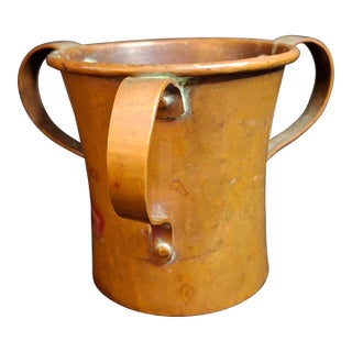 Rare Antique Russian Imperial Copper Mini Travel Netilat Yadayim 4" Wash Cup Moscow Mark For Sale