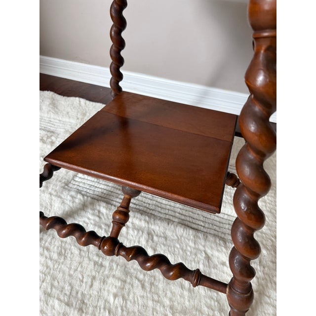 Wood Antique Solid Wood Barley Twist Lamp Side/Table With Claw Feet After Merklen Furniture Company For Sale - Image 7 of 12