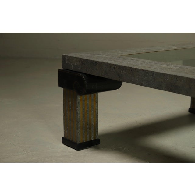 Tessellated Stone and Brass Coffee Table from Maitland Smith, 1980s For Sale - Image 9 of 12