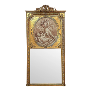 19th Century French Louis XVI Giltwood Trumeau Mirror
