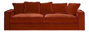 Rafaella Three-Seater Sofa in Dark Orange Velvet with Dark Red Trim from Biosofa