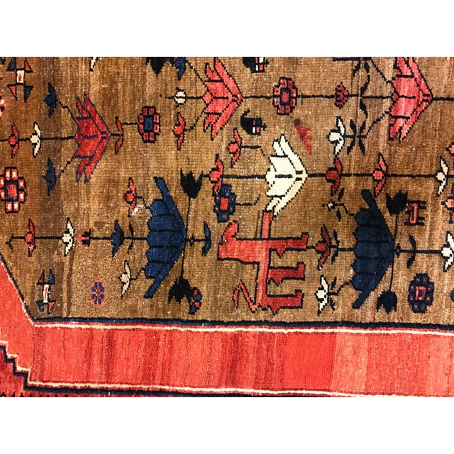 Antique Bakshaish Carpet, Oriental Persian Handmade in Brown, Blue and Red For Sale - Image 13 of 18